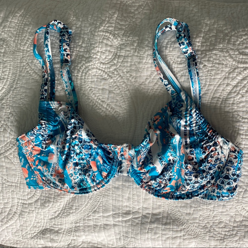 Blue and Pink Pattern Bikini with Underwire Support